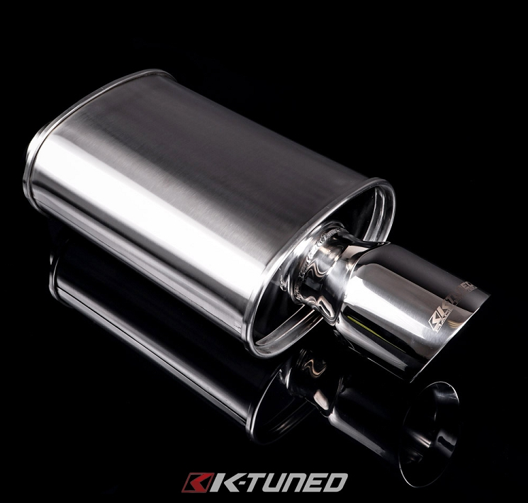 K-Tuned 2.5 Universal Muffler - Brushed Finish - Short/Offset (19) - Unleash Power and Sound!