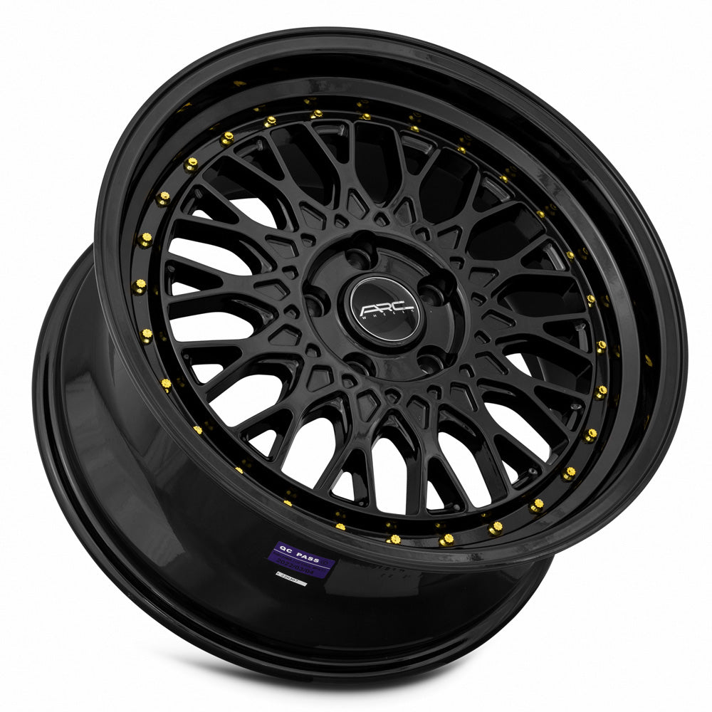 Vors AR1 17x8.5 5x110 Custom Drill ET35 73.1 - Stunning All Black with Gold Rivets