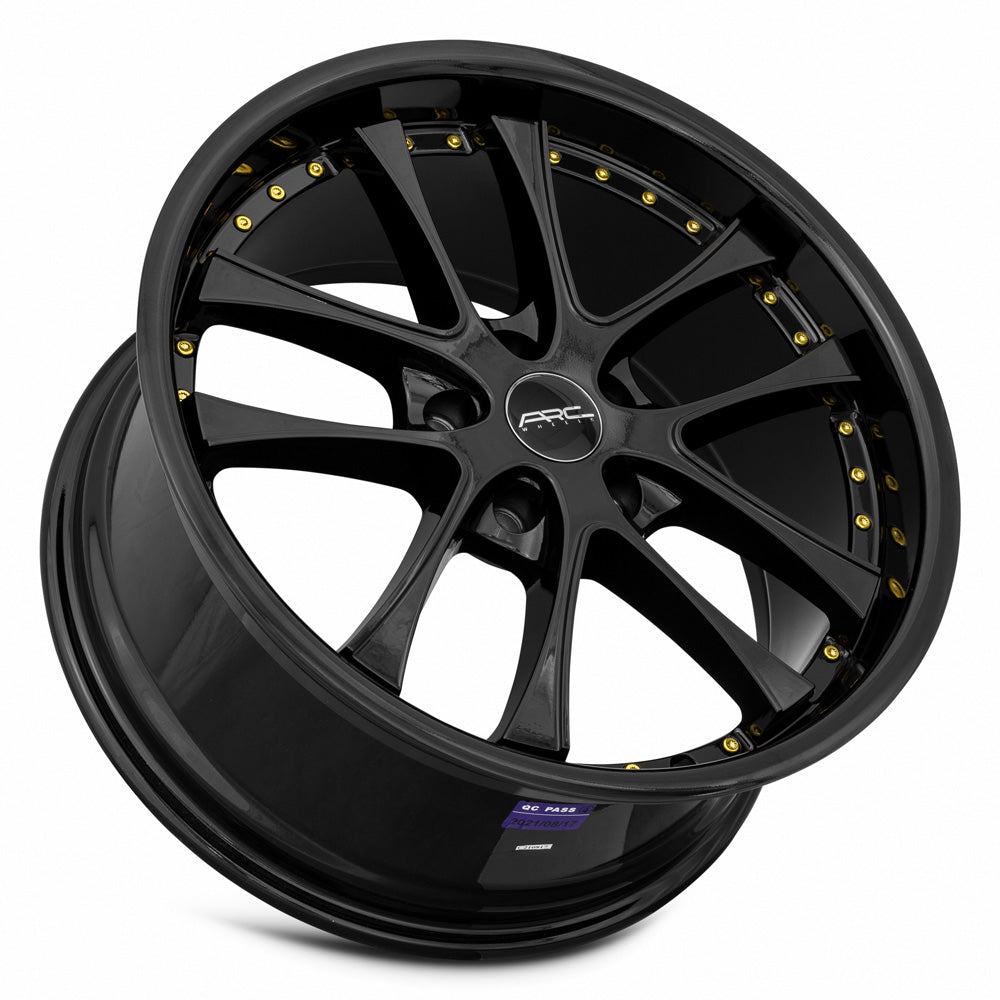 Vors AR5 18x8.5 5x110 Custom Drill Wheels - All Black with Gold Rivets
