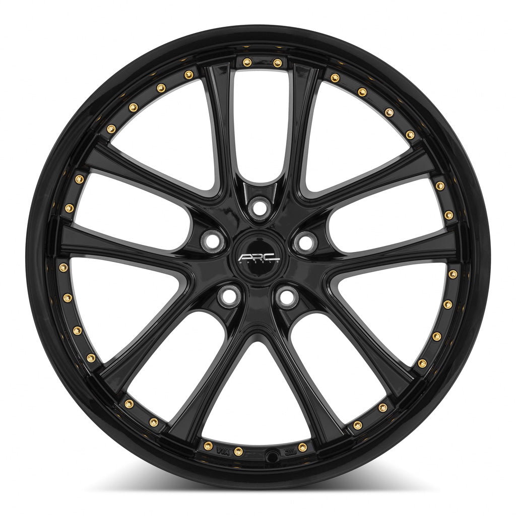 Stunning Vors AR5 19x8.5 Wheels - All Black with Gold Rivets, Custom Drill 5x108 ET35 73.1