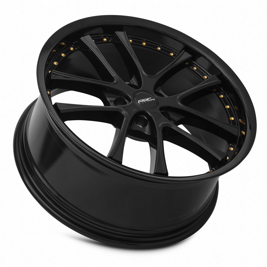 Stunning Vors AR5 19x8.5 Wheels - All Black with Gold Rivets, Custom Drill 5x108 ET35 73.1