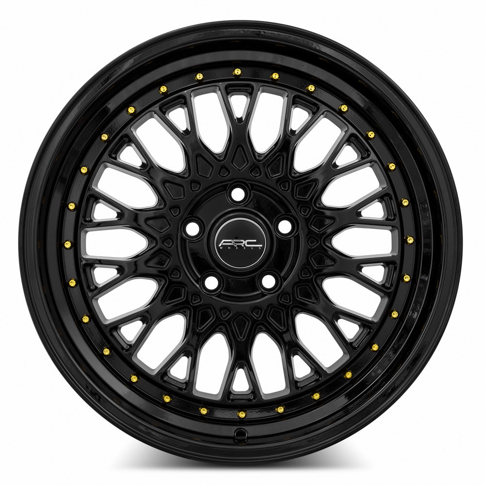 Vors AR1 17x8.5 5x110 Custom Drill ET35 73.1 - Stunning All Black with Gold Rivets